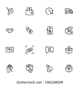 Shopping services line icon set. Coupon, sale, buying. Shopping concept. Vector illustration can be used for topics like profit, advertising, marketing