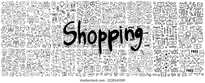 diseño vectorial de conjunto de compras 