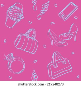 Shopping Set and Consumer Goods Seamless Background