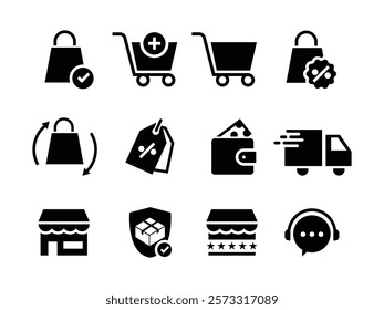 Shopping set icon flat design 