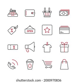 shopping set icon, isolated shopping set sign icon, vector illustration