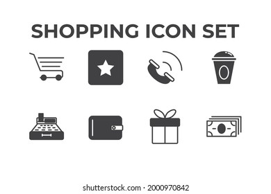 shopping set icon, isolated shopping set sign icon, vector illustration