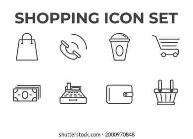 shopping set icon, isolated shopping set sign icon, vector illustration