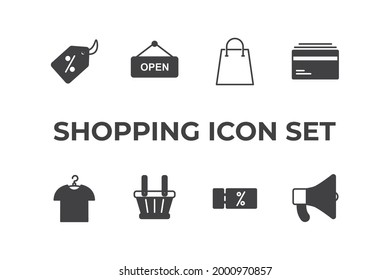 shopping set icon, isolated shopping set sign icon, vector illustration