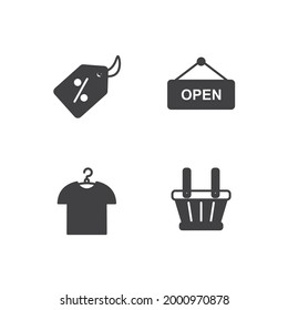 icono de conjunto de compras, icono de signo de conjunto de compras aislado, ilustración vectorial