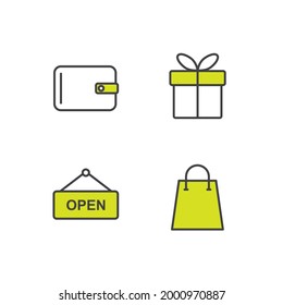 icono de conjunto de compras, icono de signo de conjunto de compras aislado, ilustración vectorial
