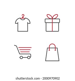 icono de conjunto de compras, icono de signo de conjunto de compras aislado, ilustración vectorial