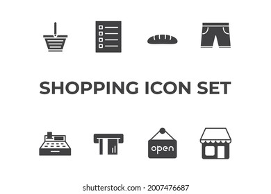 icono de conjunto de compras, icono de signo de conjunto de compras aislado, ilustración vectorial