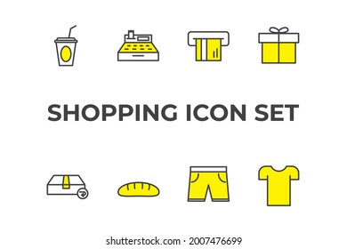 icono de conjunto de compras, icono de signo de conjunto de compras aislado, ilustración vectorial