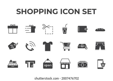 icono de conjunto de compras, icono de signo de conjunto de compras aislado, ilustración vectorial