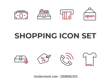 shopping set icon, isolated shopping set sign icon, vector illustration