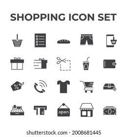 shopping set icon, isolated shopping set sign icon, vector illustration