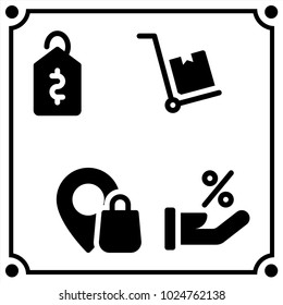 shopping set icon vector