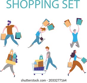 Diseño vectorial de icono conjunto de compras
