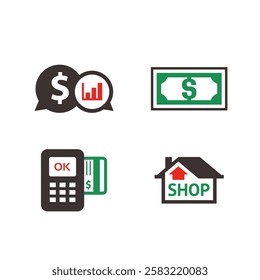 Shopping set icons, vector illustration