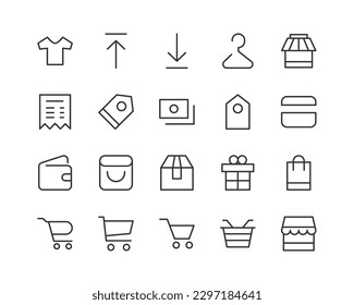 shopping set of simple line icons. Collection of web icons for UIUX design. Editable vector stroke 48x48 Pixel Perfect