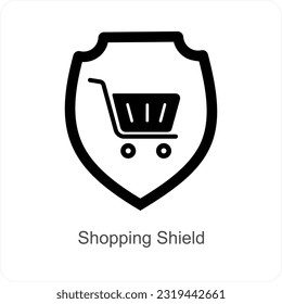Shopping Shield and shield icon concept