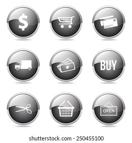 Shopping Sign Black Vector Button Icon Design Set