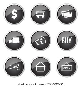 Shopping Sign Black Vector Button Icon Design Set