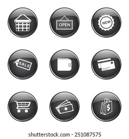 Shopping Sign Black Vector Button Icon Design Set 2