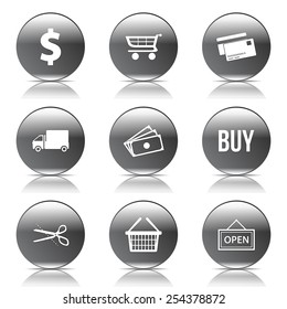 Shopping Sign Black Vector Button Icon Design Set