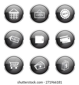 Shopping Sign Black Vector Button Icon Design Set 2