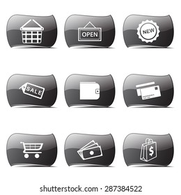 Shopping Sign Black Vector Button Icon Design Set 2