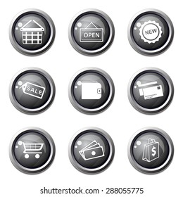 Shopping Sign Black Vector Button Icon Design Set 2