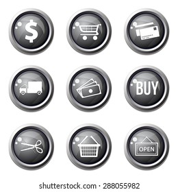 Shopping Sign Black Vector Button Icon Design Set