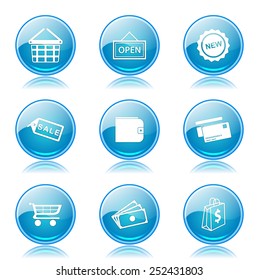 Shopping Sign Blue Vector Button Icon Design Set 2