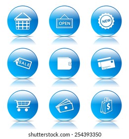Shopping Sign Blue Vector Button Icon Design Set 2
