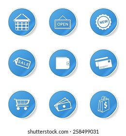 Shopping Sign Blue Vector Button Icon Design Set 2