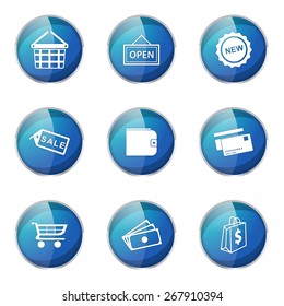 Shopping Sign Blue Vector Button Icon Design Set 2