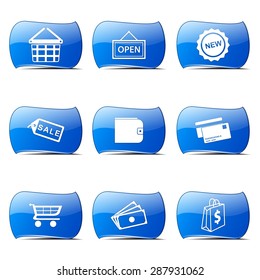 Shopping Sign Blue Vector Button Icon Design Set 2