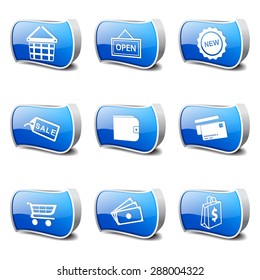 Shopping Sign Blue Vector Button Icon Design Set 2