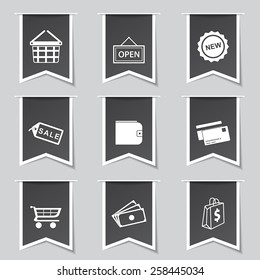 Shopping Sign Label Vector Black Button Icon Design Set 2