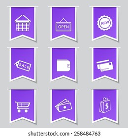 Shopping Sign Label Vector Violet Icon Design Set 2