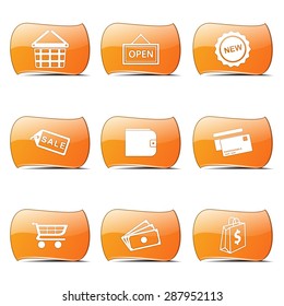 Shopping Sign Orange Vector ButtonIcon Design Set 2