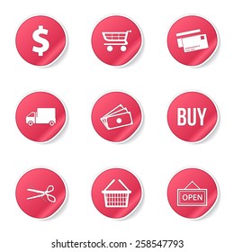 Shopping Sign Pink Vector Button Icon Design Set