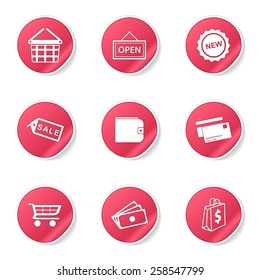 Shopping Sign Pink Vector Button Icon Design Set 2