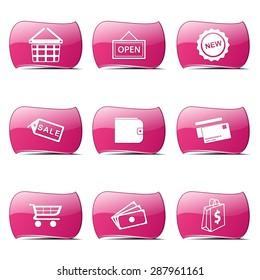 Shopping Sign Pink Vector Button Icon Design Set 2