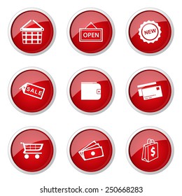 Shopping Sign Red Vector Button Icon Design Set 2