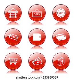 Shopping Sign Red Vector Button Icon Design Set 2