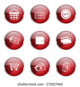 Shopping Sign Red Vector Button Icon Design Set 2