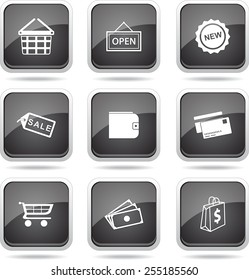 Shopping Sign Square Vector Black Button Icon Design Set 2