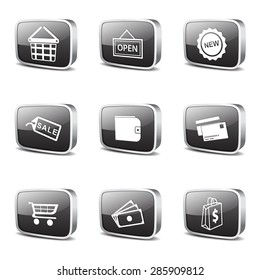 Shopping Sign Square Vector Black Button Icon Design Set 2