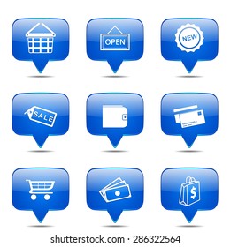 Shopping Sign Square Vector Blue Icon Design Set 2