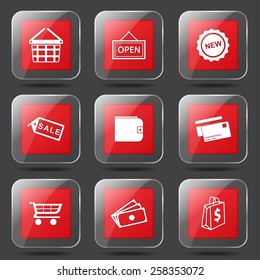 Shopping Sign Square Vector Red Icon Design Set 2