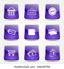Shopping Sign Square Vector Violet Icon Design Set 2
