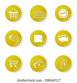 Shopping Sign Yellow Vector Button Icon Design Set 2